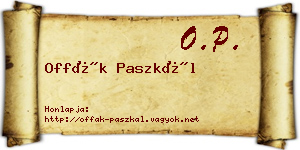 Offák Paszkál névjegykártya